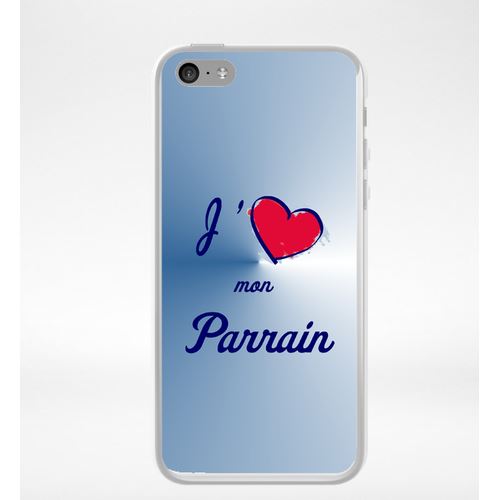 Coque J'aime Mon Parrain Bleu Compatible Iphone 5c Transparent