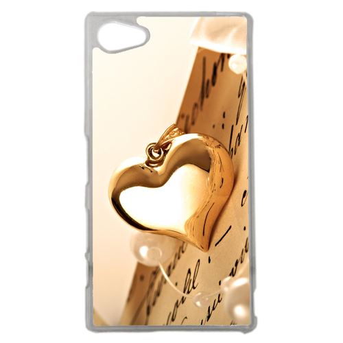 Coque Coeur D'or Sur Livre Compatible Sony Z5 Compact Transparent