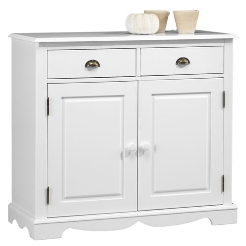 Buffet blanc 2 portes 2 tiroirs charme