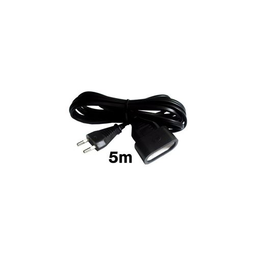 Prolongateur qualité HO3VVH2F 2x 0.75 prise 6A Noir 5m - Zenitech