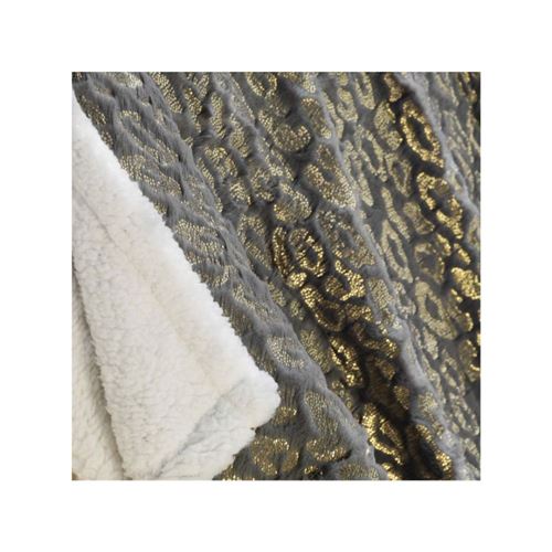 Plaid imitation fourrure - Safari - 125 x 150 cm - Gris