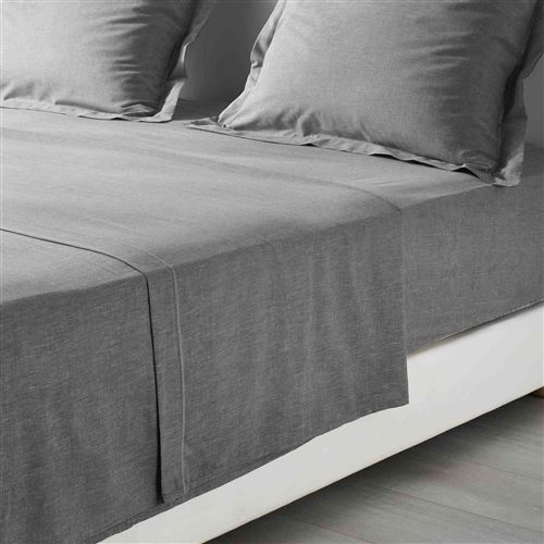 Drap plat 2 personnes 240 x 300 cm polycoton uni actually +point bourdon Gris