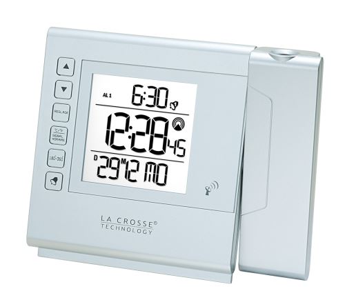 La Crosse Technology - WT517 Réveil Radio-Piloté avec projection - Argent