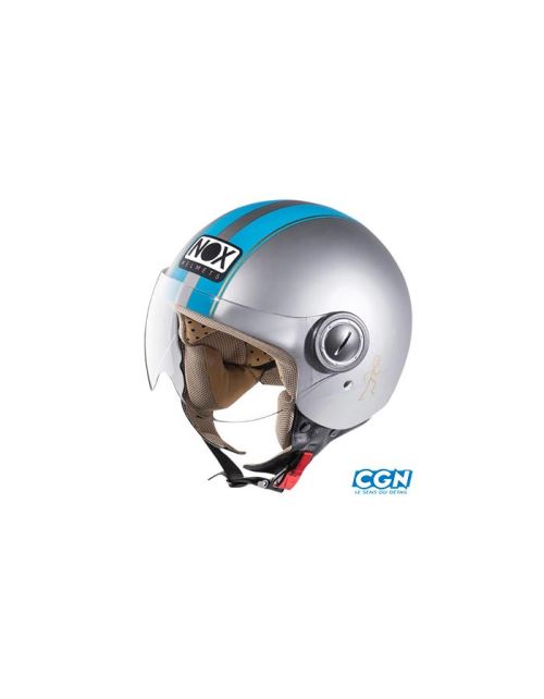 Casque jet nox n210 gris mat/bleu t59-60 l
