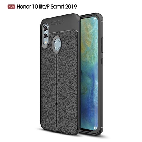 Coque en TPU litchi mou noir pour votre Huawei P Smart (2019)/Honor 10 Lite