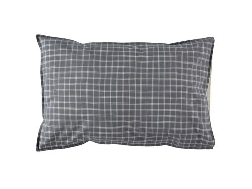 Pillow case Ikat Check Pebble/Ivory