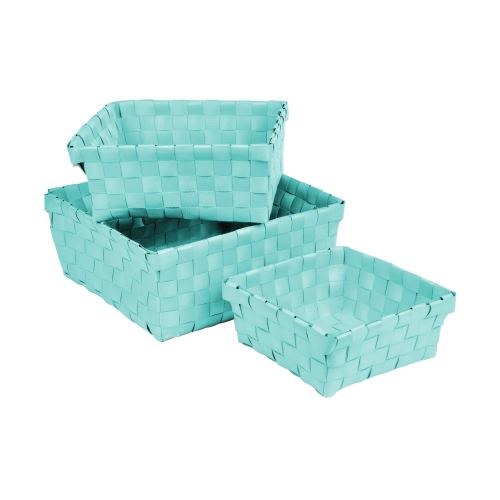 set de 3 paniers tressé plastique 14,5/18/21,5cm vitamine vert menthe