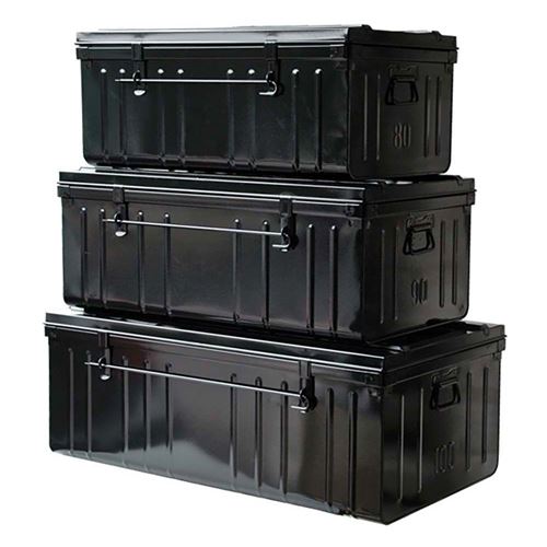 Pierre Henry - Set de 3 malles en acier Habitat 80 - 90 et 100 cm Noir
