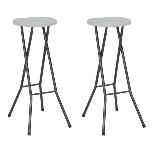 VIDAXL - Tabourets de bar pliables - Lot de 2 - Blanc - Image 2