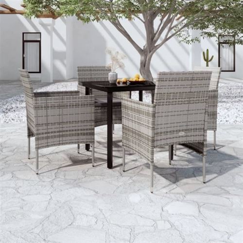 Vidaxl Gris/Noir Ensemble À Manger 5 Pcs - Image 2