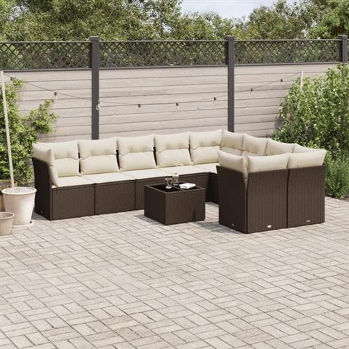 Non Communiqué Marron Salon De Jardin Modulable Vidaxl Rotin 10 Pieces 9 Personnes