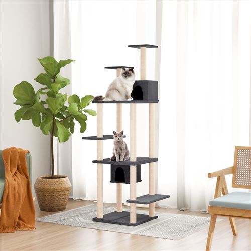 Comparer les prix de vidaXL Arbre à chat avec griffoirs en sisal Gris foncé 176 cm