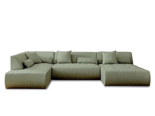 Non Communiqué Vert Sauge Onyx - Canapé Modulable Panoramique D'angle Gauche 7 Places - En Tissu