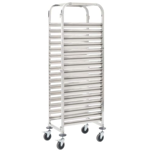 Non Communiqué Argent Chariot De Cuisine Pour 16 Plateaux 38X55x163 Cm Inox