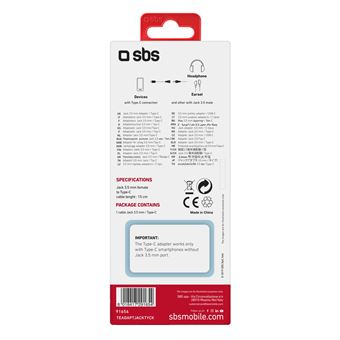 Adaptateur pour smartphone Type-C mâle – jack femelle Noir