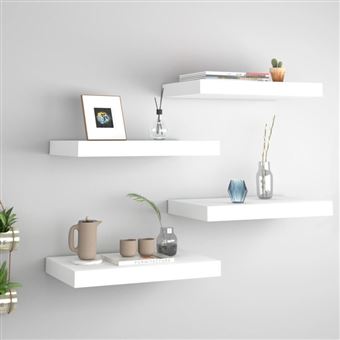 vidaXL Wandschappen zwevend 4 st 40x23x3,8 cm MDF wit323807 - 1