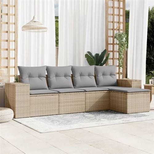 Non Communiqué Beige Salon De Jardin Modulable Generique Resine Tressee 5 Personnes 62 X 55 X 69 Cm 5 Pieces