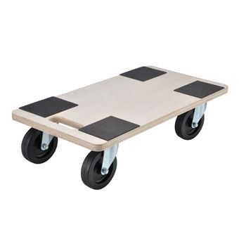 Chariot à Roulettes Meister - 134x134mm - Capacité 100kg - Plateau Contreplaqué - 3 Roues PP