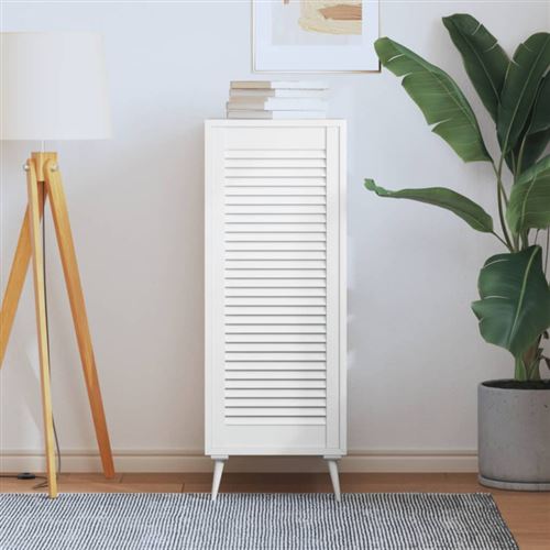 vidaXL Porte à persiennes Bois de pin massif Blanc 99,3x39,4 cm