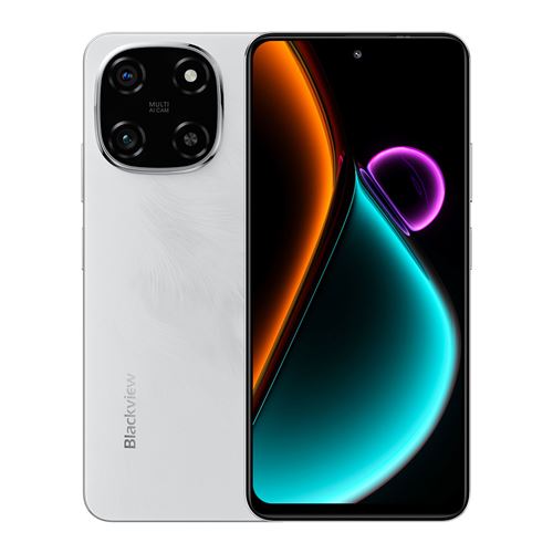 Blackview Color 6 Téléphone Portable 6.67 , 5000mAh, 24(8+16)Go+256Go, 50MP+13MP,Empreinte digitale,Dual SIM 4G smartphone-199g-Blanc