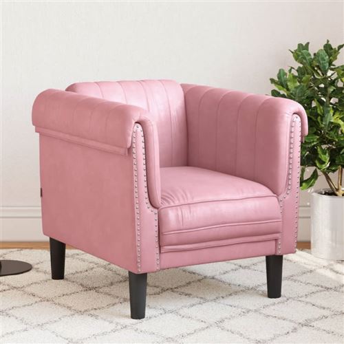 VIDAXL - Fauteuil - Velours - Rose - Image 2