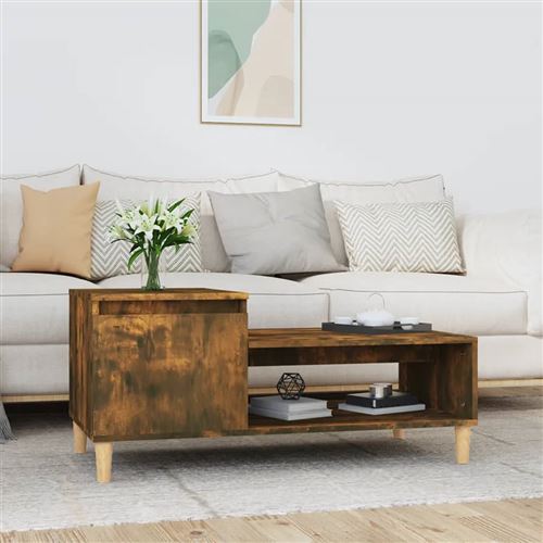 VIDAXL - Table basse - 100x50x45 cm - Chêne fumé - Image 3