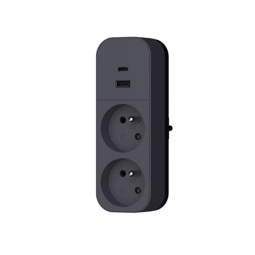 Everflourish Noir Quarx Biplite 2P+T 16A + 2Usb Bi Ton - Image 2