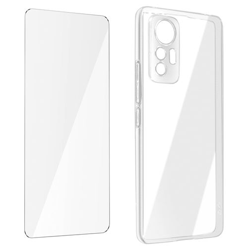 Coque pour Xiaomi 12 Lite Silicone Souple et Film Verre Trempé 9H Avizar transparent