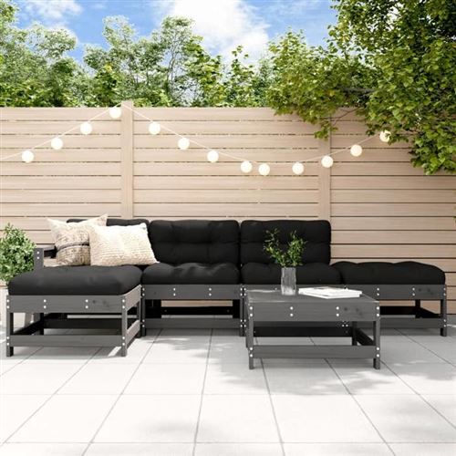 VidaXL - Salon de jardin bois, One Size, Gris