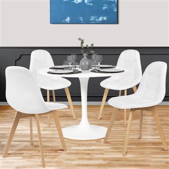 IDMarket - Lot de 4 chaises scandinaves Gaby Grises en Tissu pour Salle à  Manger