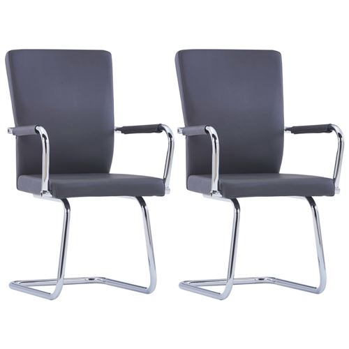 vidaXL Chaises de salle à manger cantilever 2 pcs Gris Similicuir