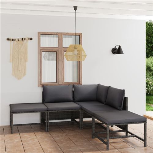 Non Communiqué Gris Salon De Jardin Modulable Vidaxl Polyethylene 6 Pieces 60 X 60 X 60 5 Personnes
