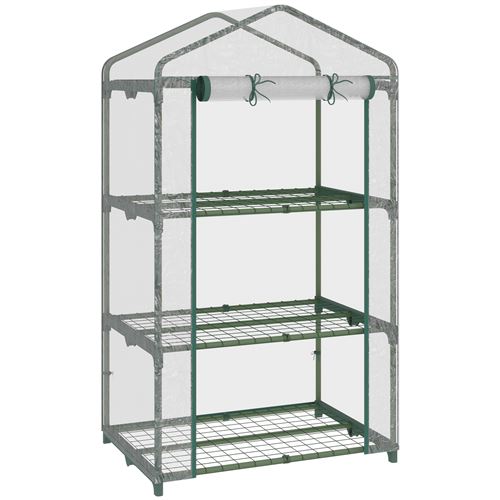 Outsunny Serre de Balcon 3 Niveaux Métal Vert PVC Transparent 69x49x125cm   Aosom France