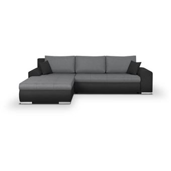 Cosmopolitan Design Canapé d'angle droit convertible avec coffre de rangement Kyoto 5 places en velours gris foncé - Canapé d'angle - Rue du Commerce
