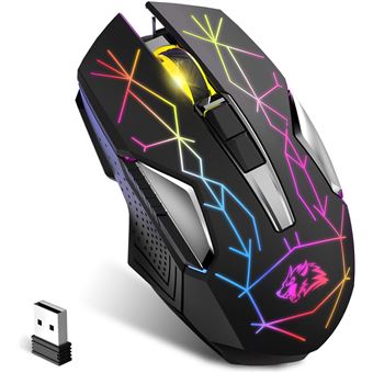 Souris de Jeu sans Fil KUIYN 2,4 G Rechargeable, 600 mAh 7 Couleurs RVB - 1