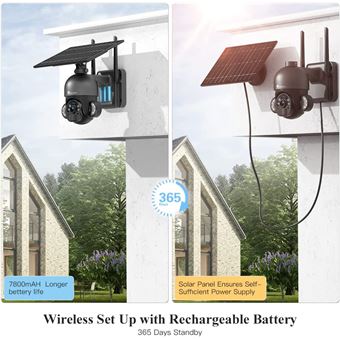 ieGeek Camera Surveillance WiFi Exterieure sans Fil Camera Solaire avec  Batterie