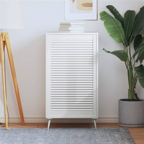 vidaXL Porte à persiennes Bois de pin massif Blanc 99,3x59,4 cm