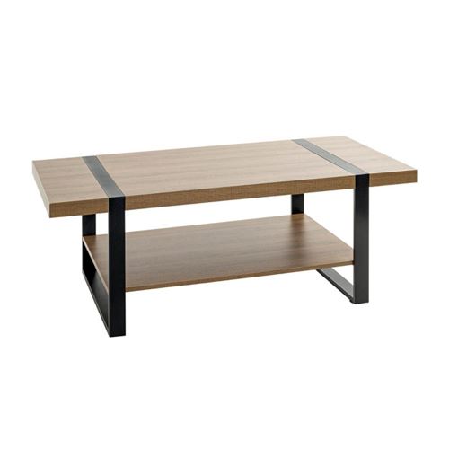 Non Communiqué Marron Table Basse "Miranda" 120Cm Chêne Foncé & Noir