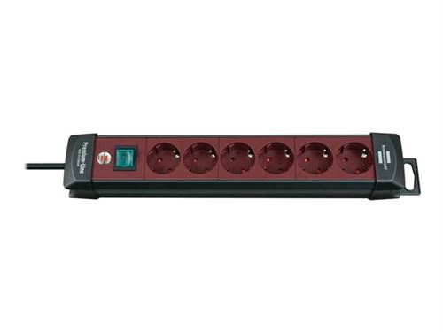 brennenstuhl Premium-Line extension socket H05VV-F 3G1,5 - Coupe-circuit - entrée : alimentation - connecteurs de sortie : 6 (alimentation) - 3 m - noir, bordeaux
