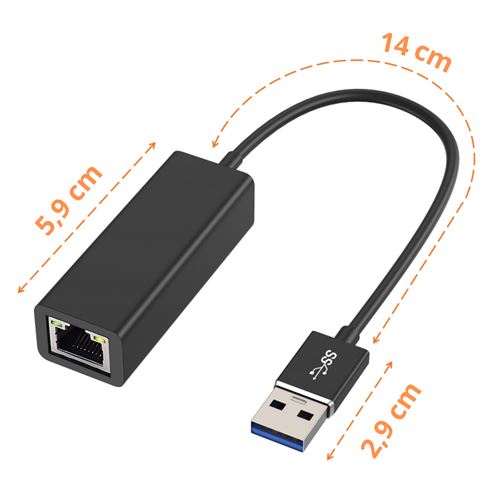 Adaptateur USB 3.0 vers Ethernet Rj45 Gigabit à 1000 Mbps pour Ordinateur/ Switch Windows/Mac OS/Linux - Adaptateur et convertisseur - Achat & prix