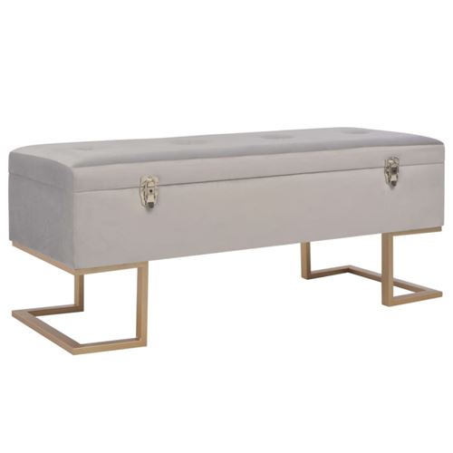 Vidaxl Gris Banc Avec Compartiment De Rangement - 105 Cm Velours - Image 3