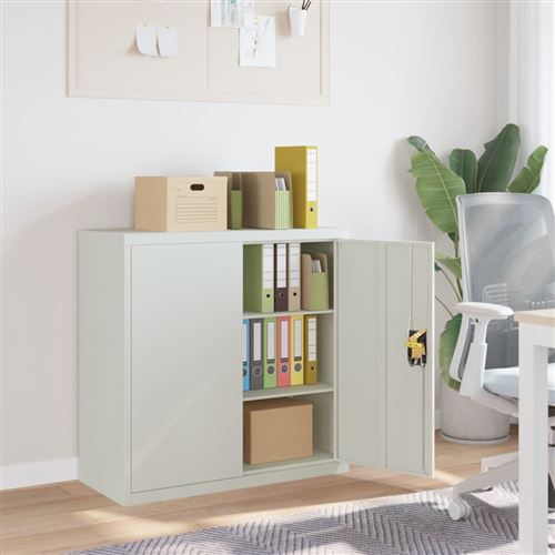 vidaXL Armoire de bureau avec 2 portes Gris 90 cm Acier