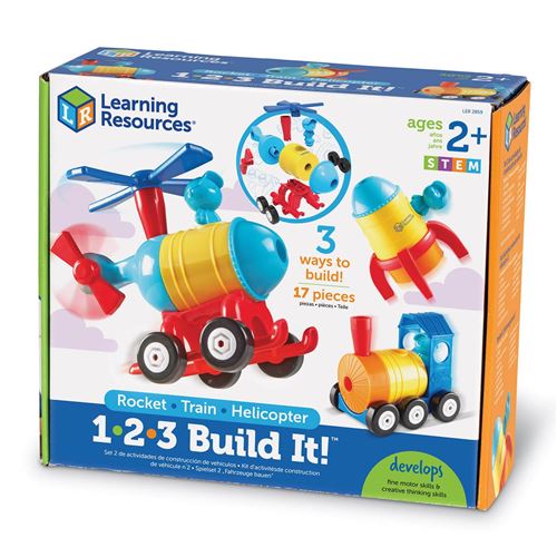 Learning Resources - Jeu de construction 1-2-3 Build It! - Fusée, Train, Hélicoptère - Image 2
