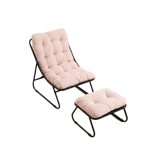 Fauteuil de plein air,OMOZUN,chaise longue,canapé-fauteuil,avec repose-pieds,pouvant servir de siège ou de chaise longue,aux lignes courbes et élégantes,structure métallique,rose