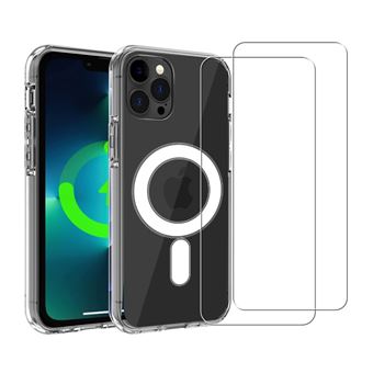 Coque Anti-choc compatible Magsafe pour iPhone 13 Pro transparente + 2 vitres - Evetane® - 1