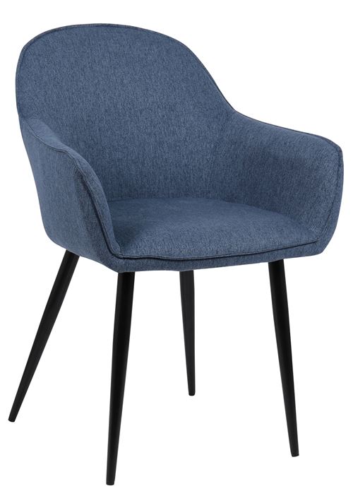 Chaise de salle à manger Boise en Tissu avec Piètement en Métal noir , Bleu