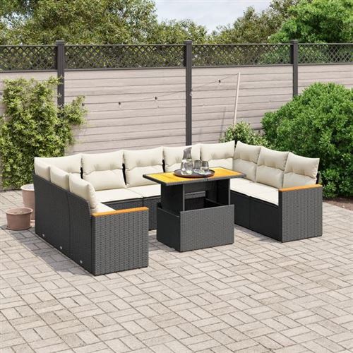Non Communiqué Noir Vidaxl Salon De Jardin Avec Coussins 10 Pcs, Canapés De Terrasse, Ensemble De Meubles De Patio, Mobilier D'extérieur, 3273219