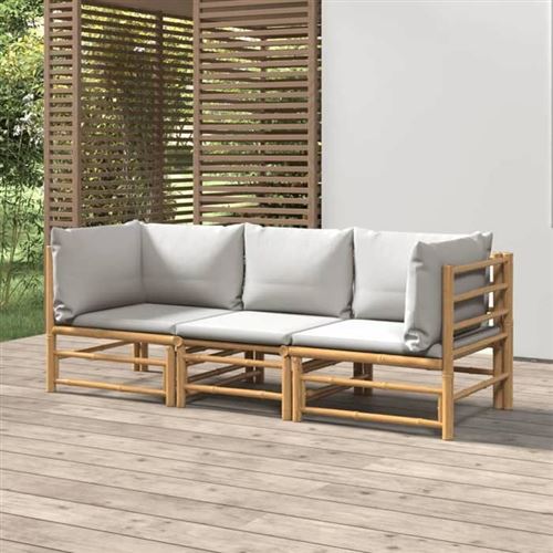 VIDAXL - Salon de jardin modulable - Bambou - 3 personnes - Image 2