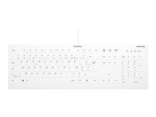 Non Communiqué Blanc Contour Active Key Quickclean Ak-C8112 - Clavier - Design Médical Et Hygiénique - 100% - Full Size - Lavable - Usb - Azerty - Français