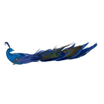 Sujet de Noël à Paillettes "Paon" 35cm Bleu - 1